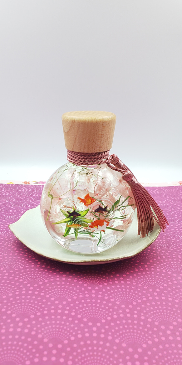 和風ハーバリウム 可愛い金魚(ピンク) ハーバリウム・植物標本  