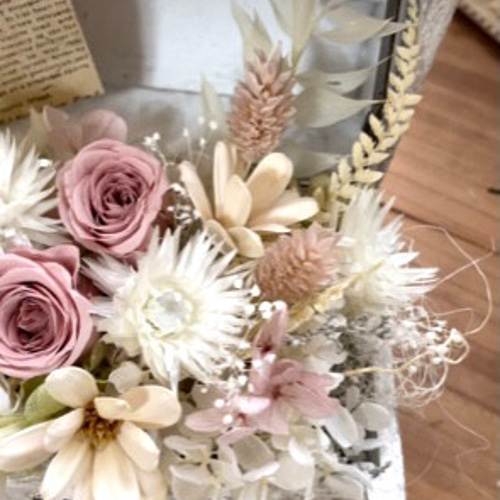 再販♡【送料無料】宝箱のアレンジLsize くすみピンク(プリザーブド