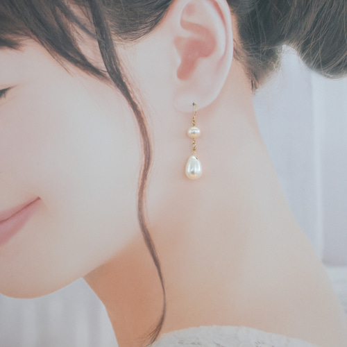 しずく型淡水パールのピアス（イヤリング） ピアス（フック