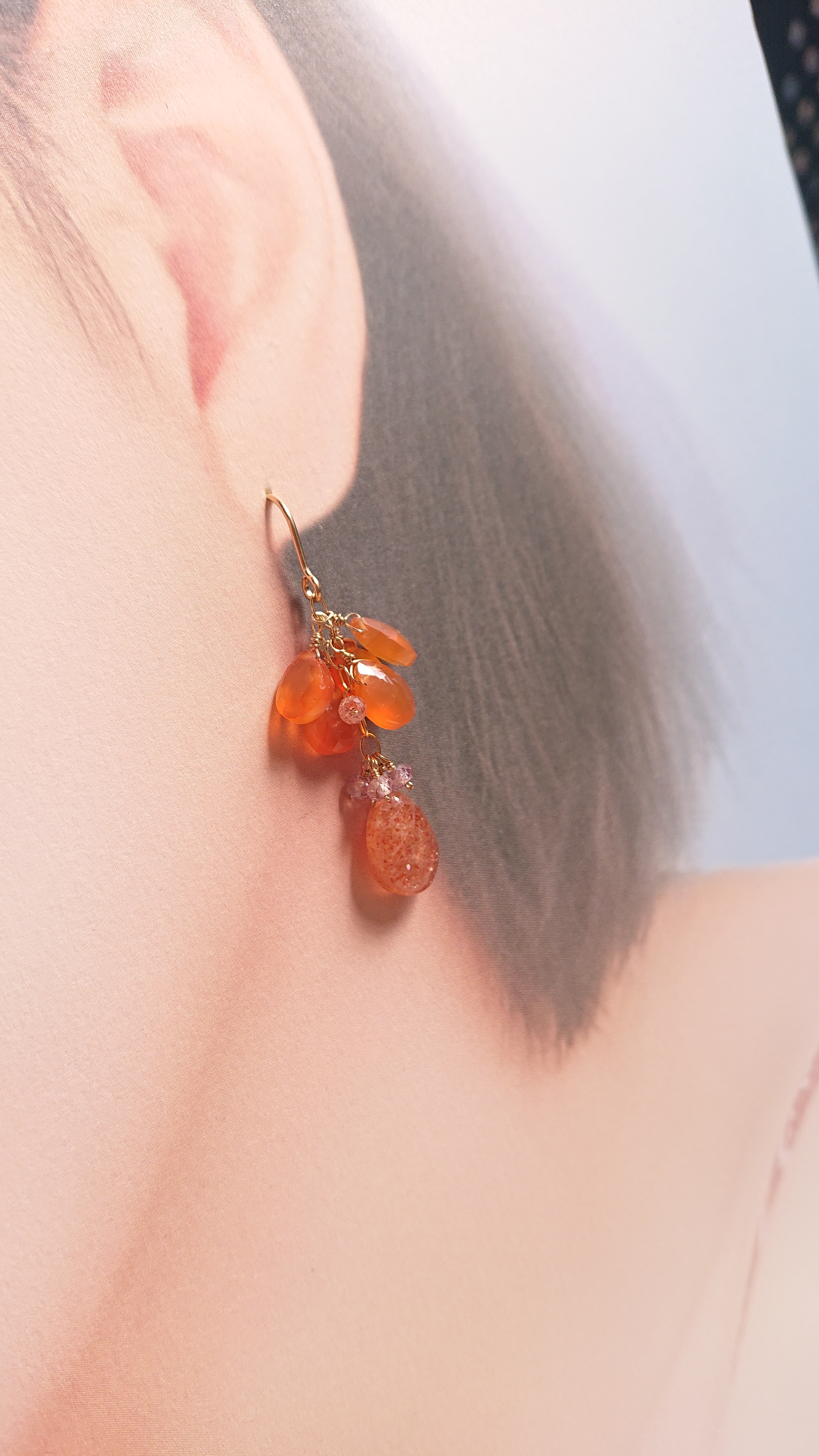 【14KGF】元気カラーのサンストーンピアス(No.953P)