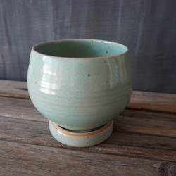 【陶器】水色の均窯釉の植木鉢 　送料無料 5枚目の画像