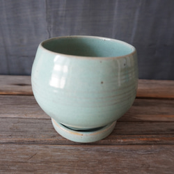 【陶器】水色の均窯釉の植木鉢 　送料無料 8枚目の画像