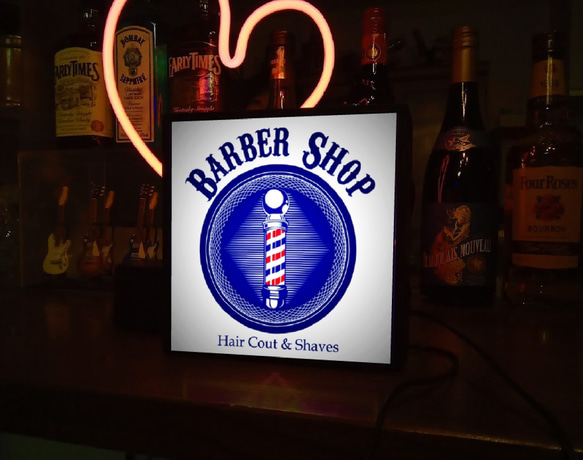 【名入れ無料】 バーバー 理容室 ヘアーサロン 床屋 サイン ランプ 看板 玩具 置物 雑貨 LEDライトBOX 5枚目の画像