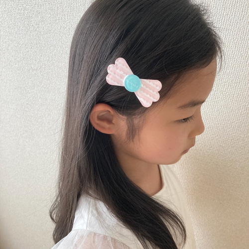 レトロポップ リボンの名入れヘアクリップ/ヘアゴム 雑貨