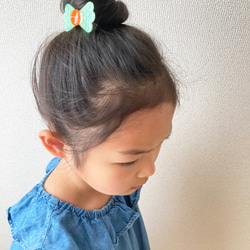 レトロポップ　リボンの名入れヘアクリップ/ヘアゴム 9枚目の画像