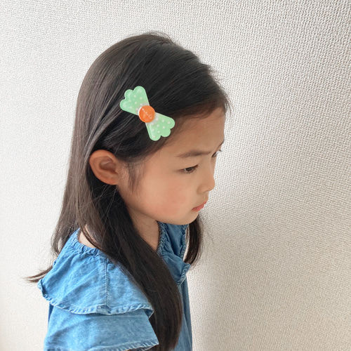 レトロポップ リボンの名入れヘアクリップ/ヘアゴム 雑貨