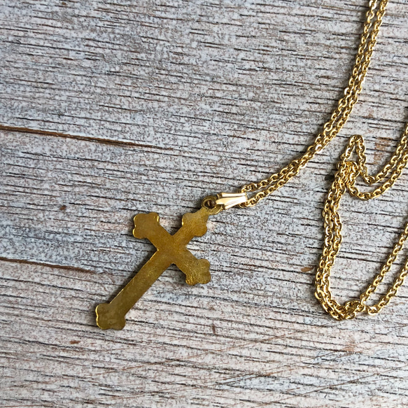 ヴィンテージ シンプル クロス チャーム ネックレス 十字架 キリスト ペンダント 5枚目の画像