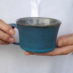 カップ　スープカップ　青いカップ　マグカップ　贈り物　誕生日　プレゼント 1枚目の画像