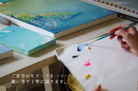 オーダーメイド油彩原画＊優しい油絵　青　水色　淡い　空　グラデーション　癒し 3枚目の画像