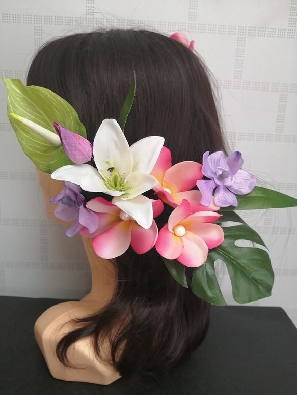 熱帶花卉 Hair Ornament Plumeria Anthrum Mokara Monstera 第1張的照片