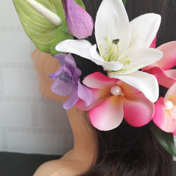 熱帶花卉 Hair Ornament Plumeria Anthrum Mokara Monstera 第4張的照片