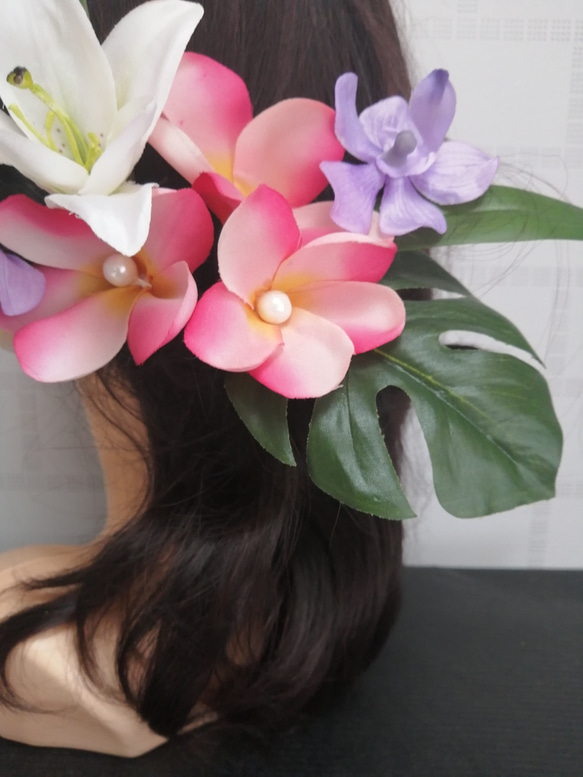 熱帶花卉 Hair Ornament Plumeria Anthrum Mokara Monstera 第5張的照片