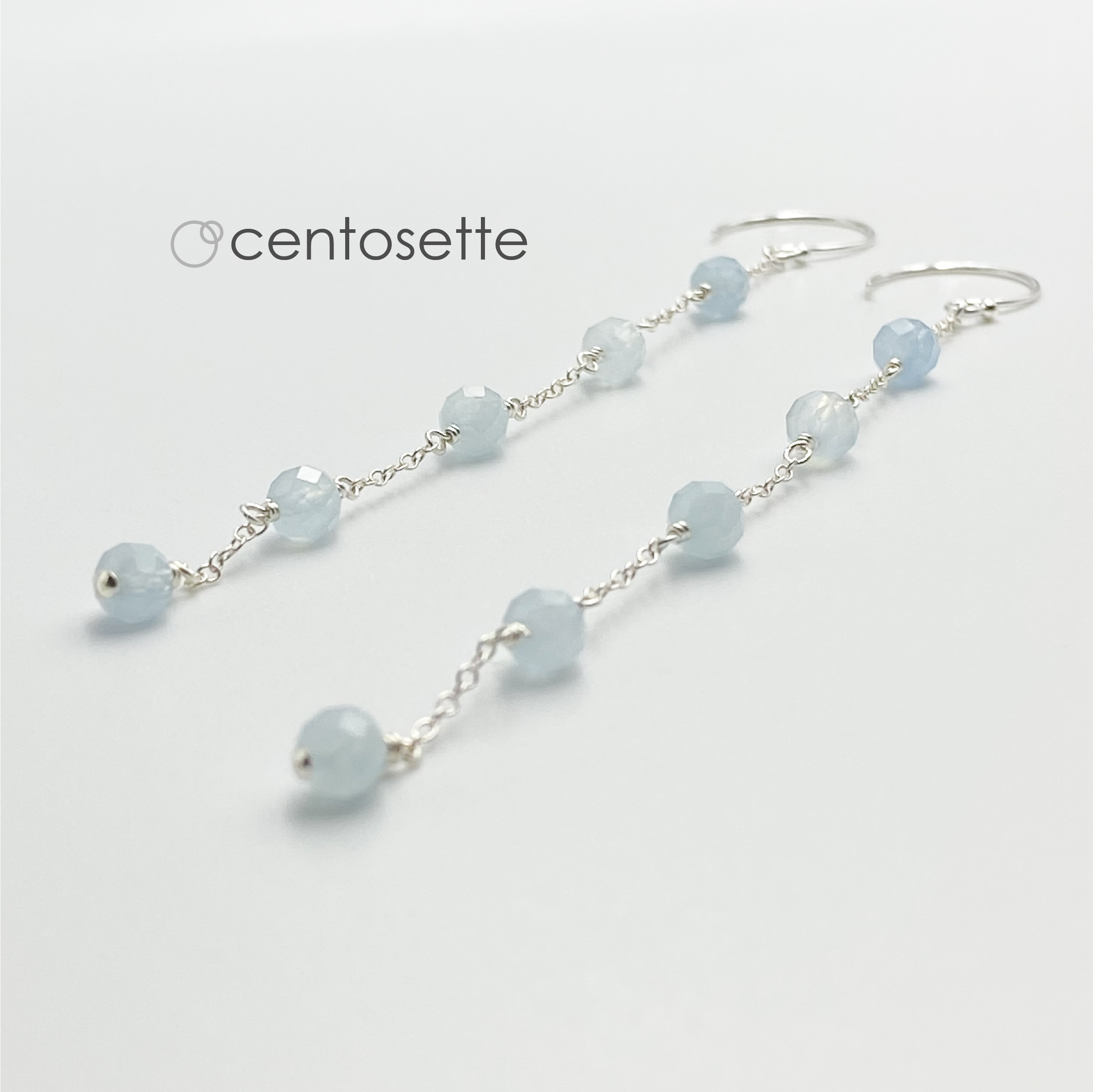 アクアマリンのSV925ステーションピアス/サージカルステンレスピアス・イヤリングへ金具変更可