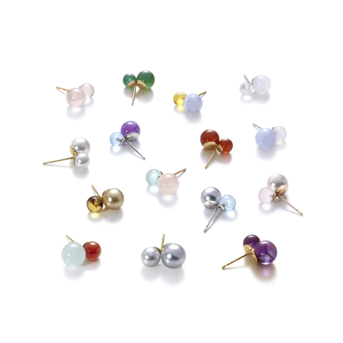 Irodama Earrings_K18(750)PG あこやパール&ローズクォーツ ピアス  