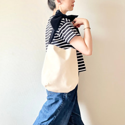 【受注生産】ショルダー・斜めがけ・手提げと3wayで使える！  canvas ribbon tote bag（生成） 5枚目の画像