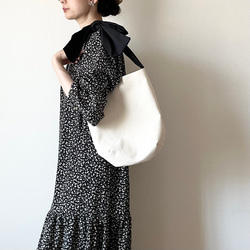 【受注生産】ショルダー・斜めがけ・手提げと3wayで使える！  canvas ribbon tote bag（生成） 7枚目の画像