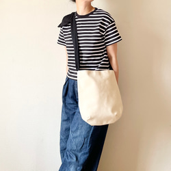 【受注生産】ショルダー・斜めがけ・手提げと3wayで使える！  canvas ribbon tote bag（生成） 3枚目の画像