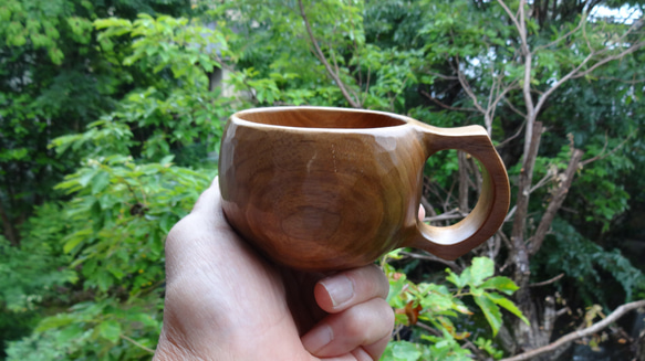 　　クルミの一木彫りコーヒーカップ 5枚目の画像