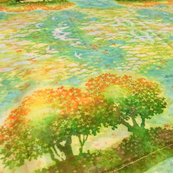 【残り１】シフォン水彩ストール～金木犀に染まる空～(シフォン/ガーゼ) 5枚目の画像