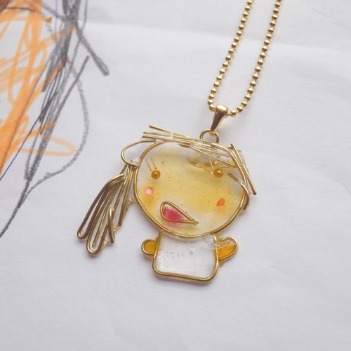 子供の絵をアクセサリーに 真鍮ネックレス ネックレス・ペンダント