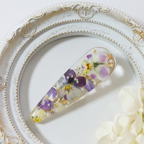 ビオラ ヘアクリップ お花のヘアクリップ 押し花 プチギフト ヘア 