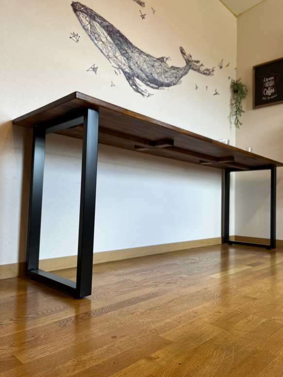 カウンターテーブル ロ型アイアン脚 2000×500×715mm 板厚30mm 