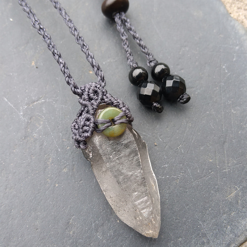 ヒマラヤ水晶 ガネッシュヒマール ＊ マクラメペンダント ネックレス