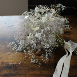 bouquet　【プシュケー】　ルナリアとスモークツリーのブーケスワッグ　　　ナチュラル　　ドライフラワー 9枚目の画像