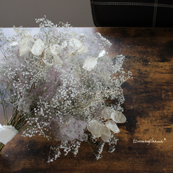 bouquet　【プシュケー】　ルナリアとスモークツリーのブーケスワッグ　　　ナチュラル　　ドライフラワー 8枚目の画像