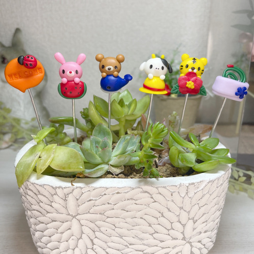 67.ちまちまピック3本 ガーデンピック 多肉植物 オーナメント