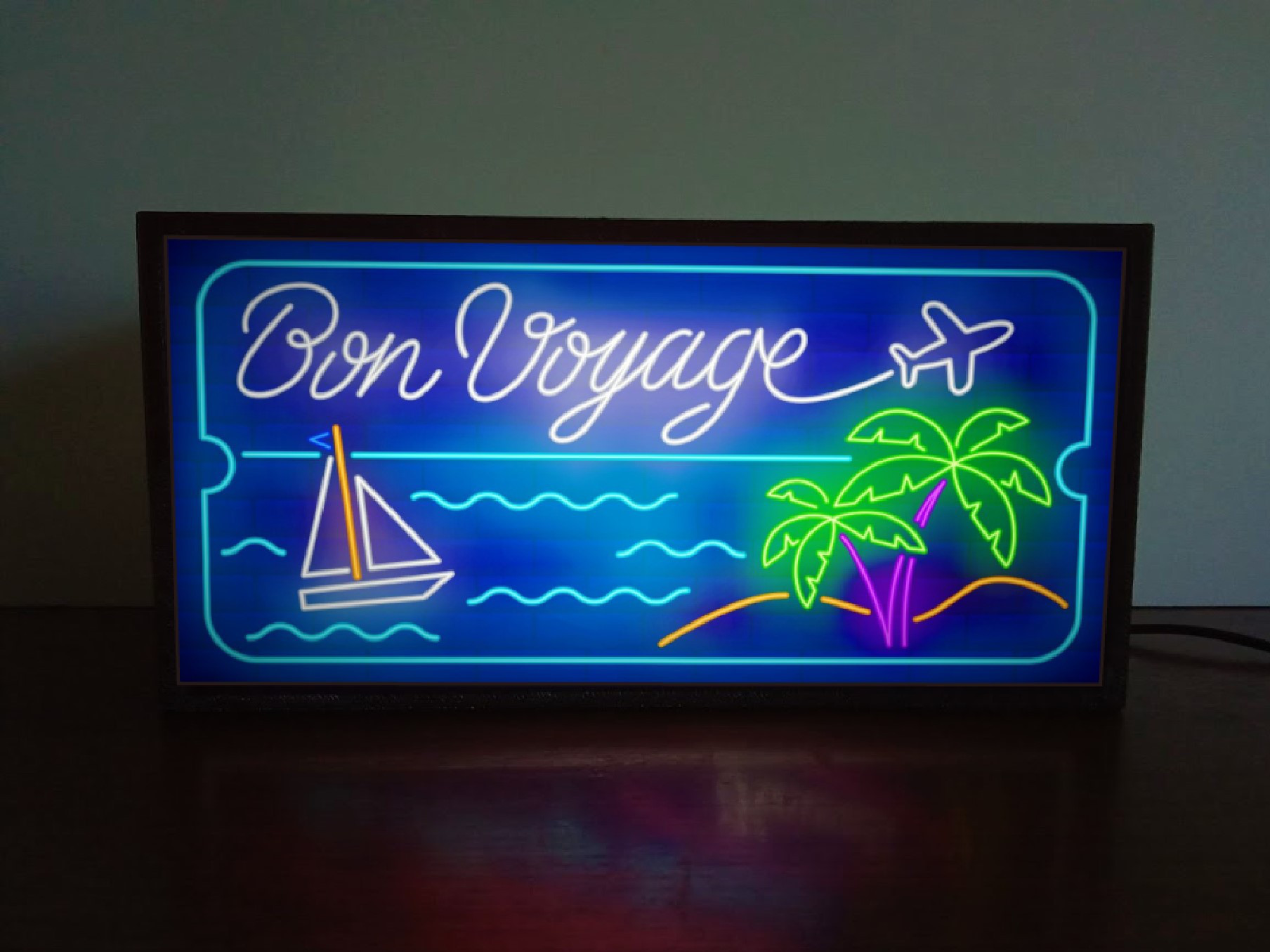 良い旅を~bon voyage 旅 海外旅行 国内旅行 飛行機 船旅 ランプ サイン 看板 玩具 置物 雑貨 ライト