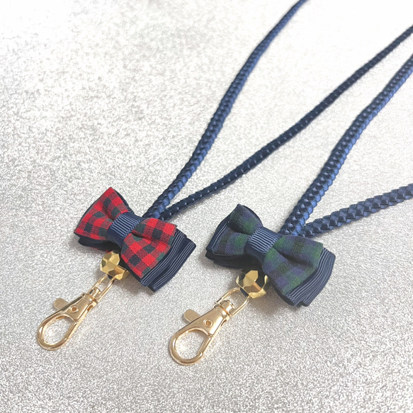リボンネックストラップ(ファミリア風チェック)【送料無料】 ネック