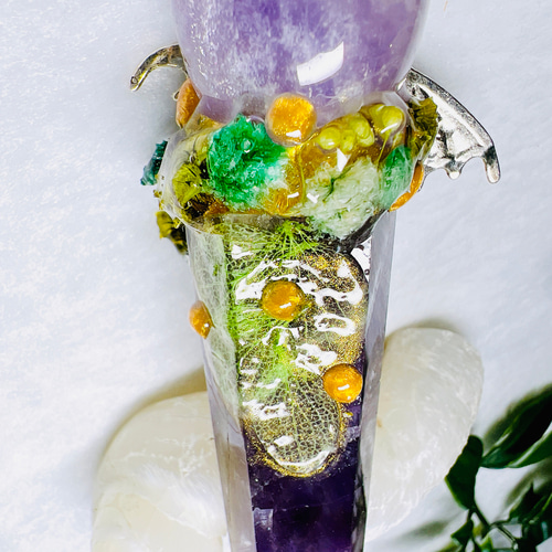 【魔法の杖】ヒーリングワンド  アメジストエレスチャル  魔術書付き 魔法の杖】ヒーリングワンド アメジストエレスチャル 魔術書付き