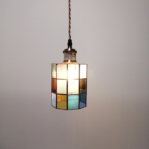不揃い色硝子を愛でるランプ] LED ステンドグラス ペンダント
