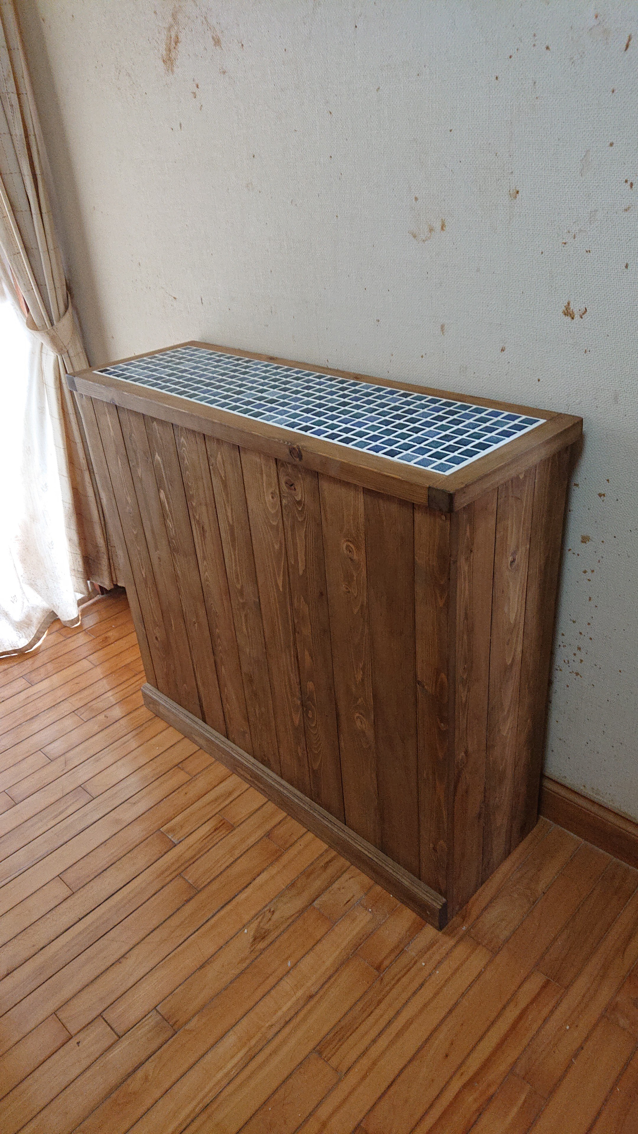 モザイクタイルのアイランドカウンター(空色タイル) ☆ご注文後製作