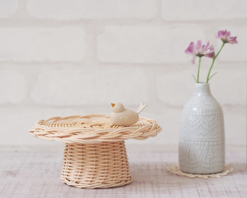 ☆受注制作☆ ラタンのコンポート（S） 小皿 Natural knit ecru