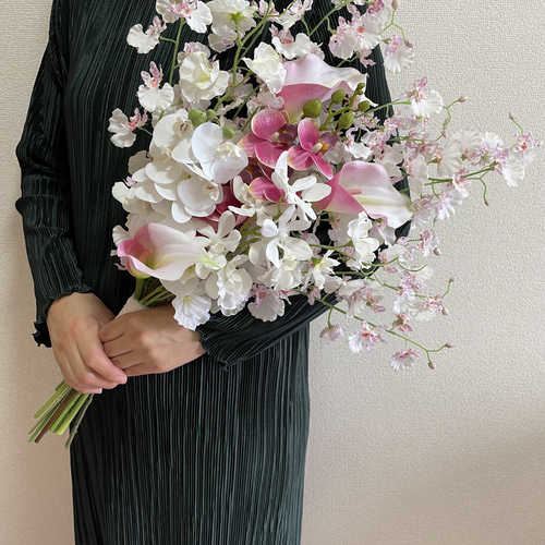 結婚式 ブーケ ウェディング 和装 胡蝶蘭 Tata8】ウェディングブーケ/ブートニアセット 胡蝶蘭 白無垢