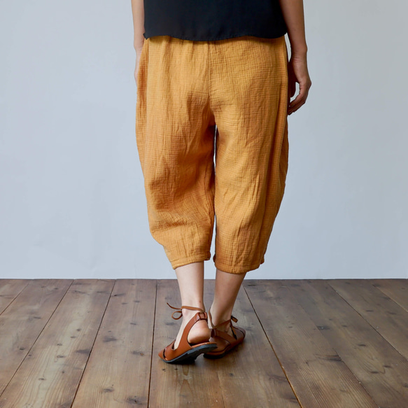 【福袋】寬鬆紗布T卹/卡其色+3/4長紗布氣球褲/橙色 第11張的照片