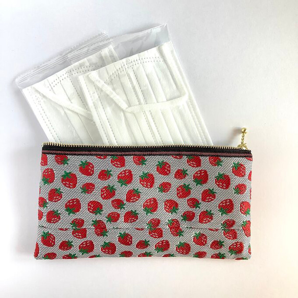 畳縁　小袋子　口罩盒　筆盒　草莓　日式 第2張的照片