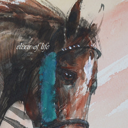 駈ける栗毛の馬２０２２（高級水彩画用紙、３０，５ｃｍ×２３ｃｍ、墨、水彩） 2枚目の画像