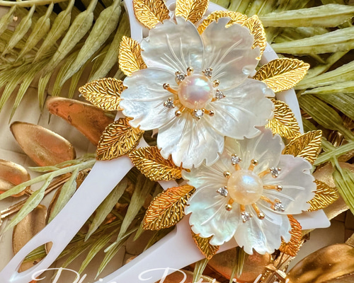 簪　かんざし　バチ型簪　美品　金彩　みかん　螺鈿　髪飾り　着物　和装　小物 簪 かんざし バチ型簪 金彩 新山 蝶 フレッシュ鼈甲 髪飾り 着物