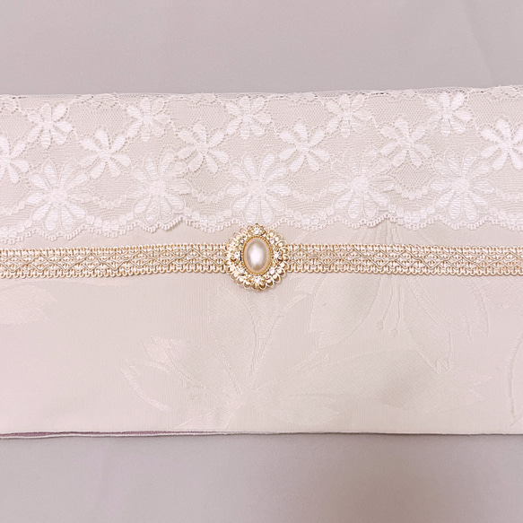 帯揚げ シフォン レース 単品「オフホワイト」ポリエステル 日本製