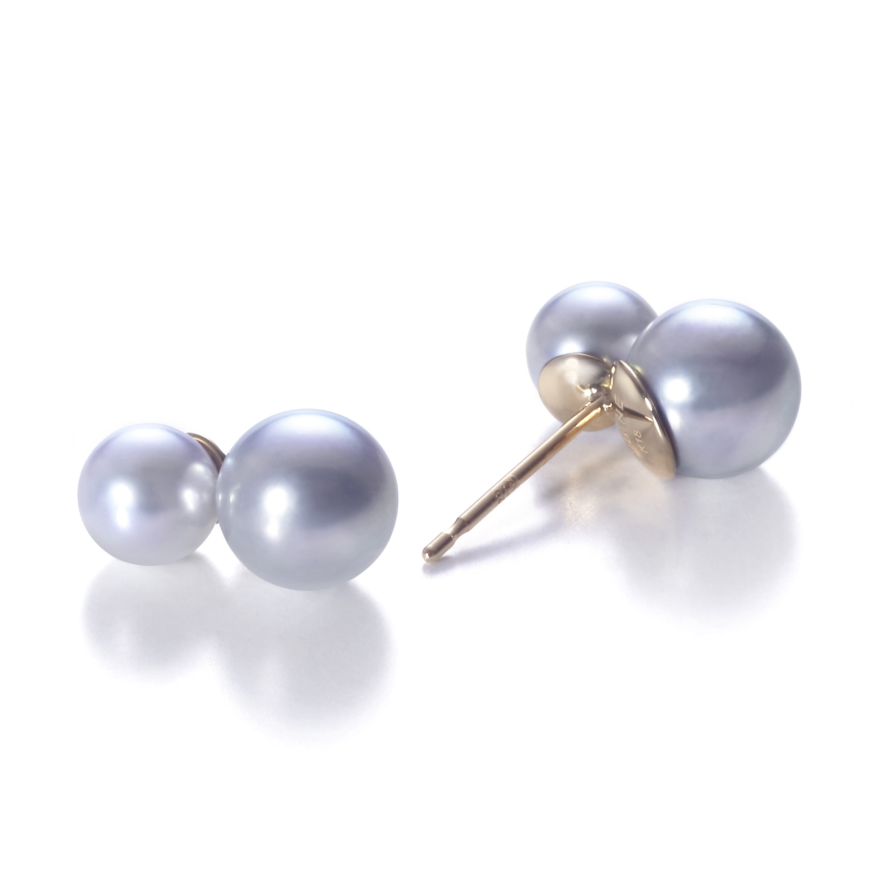 Irodama Earrings_K18(750)YG あこやパール(ブルー) ピアス