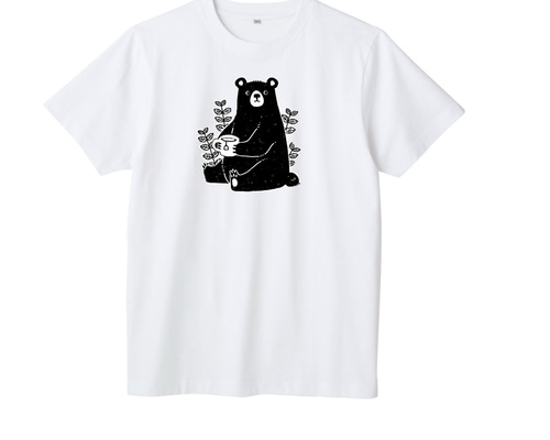 クマさんデザイン半袖メンズTシャツ 綿100% （男女兼用） T