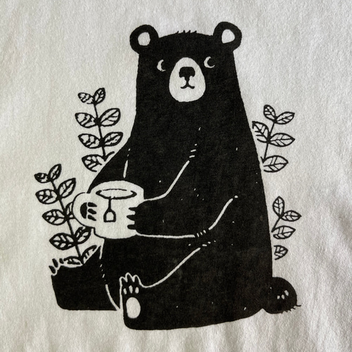 マザリ ひとりかくれんぼ　くまさんテイシャツ　 Tシャツ 黒　XL クマさんデザイン半袖メンズTシャツ 綿100% （男女兼用） Tシャツ