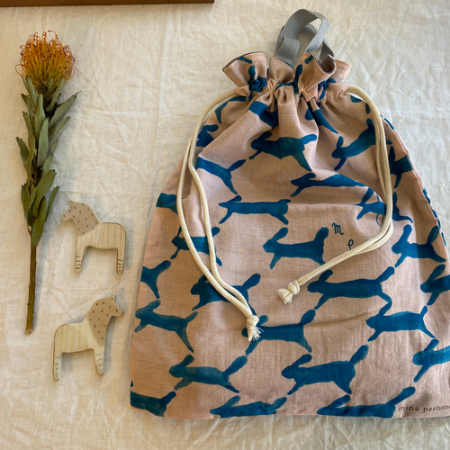 ミナペルホネン 大き目 巾着 お着換え入れ 体操服袋・お着替え袋