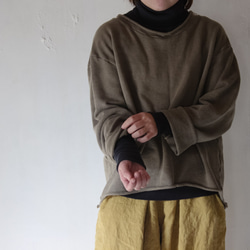 uncut knit sweat / 老竹色　草木染め切りっぱなしトレーナー 5枚目の画像