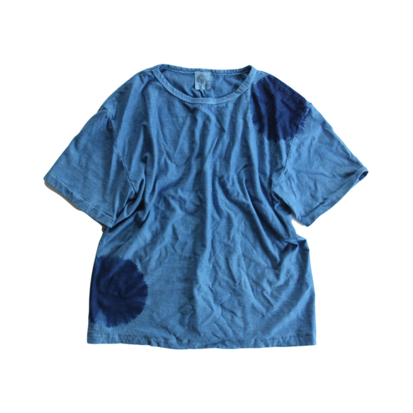 草木染　organic cotton ladies Tee 『水滴』絞り染め 【受注製作】 1枚目の画像