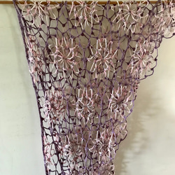 コットン糸　モチーフ編みのショール　ストール　かぎ針編み　編み物　大判ショール　三角ショール 5枚目の画像