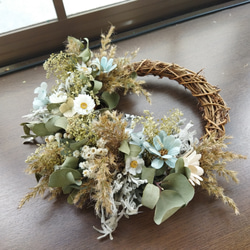 送料無料）ドライフラワーリース 紫陽花と、 ドライフラワー m-w